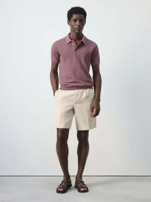 Bermudy z bawełny i lnu regular fit piaskowy - Mężczyzna - - MANGO MAN