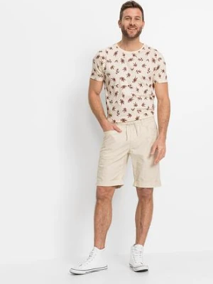 Bermudy z gumką w talii, z przewiewnego materiału z lnem, regular fit bonprix