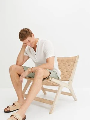 Bermudy z gumką w talii, z przewiewnego materiału z lnem, regular fit bonprix