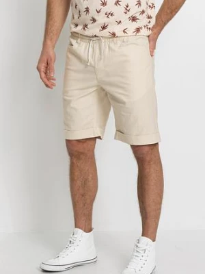Bermudy z gumką w talii, z przewiewnego materiału z lnem, regular fit bonprix
