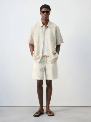 Bermudy z lyocellu i lnu złamana biel - Mężczyzna - - MANGO MAN
