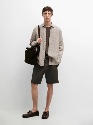 Bermudy Z Mieszanki Bawełny Z Kieszeniami - Zielony - - Massimo Dutti - Mężczyzna