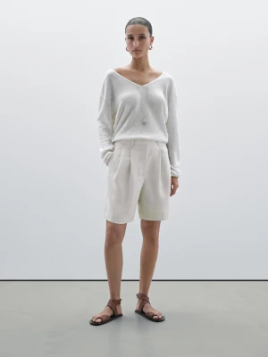 Bermudy Z Zakładkami - Lodowy - - Massimo Dutti - Kobieta
