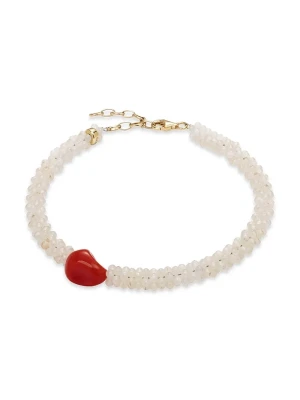 BERRIES bransoletka na kostkę Cream Anklet biały