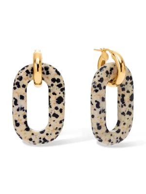 BERRIES damskie srebrne pozłacane jaspisowe Duo Freckles MAXI Earings