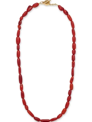 BERRIES naszyjnik damski srebrny pozłacany z koralem Poppy Necklace czerwony