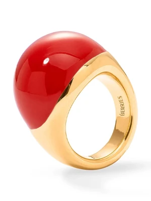 BERRIES pierścionek damski srebrny pozłacany emaliowany Viva BERRIES Red XL Ring złoty