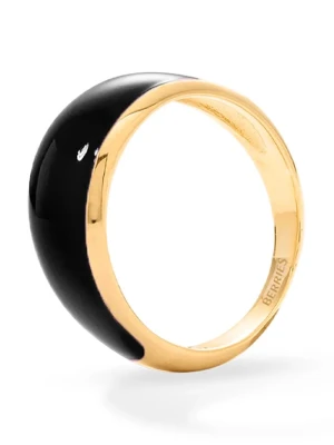 BERRIES pierścionek damski srebrny pozłacany emaliowany Viva Black Mini Ring złoty