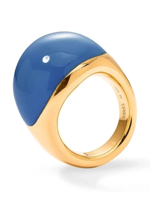 BERRIES pierścionek damski srebrny pozłacany emaliowany Viva Blueberry XL Ring złoty
