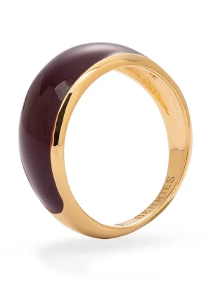 BERRIES pierścionek damski srebrny pozłacany emaliowany Viva Burgundy Mini Ring złoty