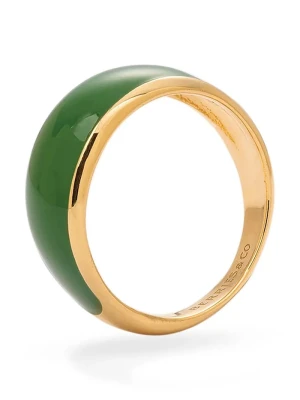 BERRIES pierścionek damski srebrny pozłacany emaliowany Viva Green Apple Mini Ring złoty
