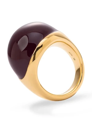 BERRIES pierścionek damski srebrny pozłacany Viva Burgundy XL Ring złoty