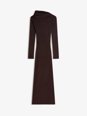 Bershka Asymetryczna Sukienka Midi Z Marszczeniem Kobieta Brązowy