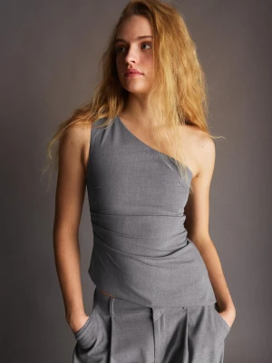Bershka Asymetryczny Top Kobieta Szary