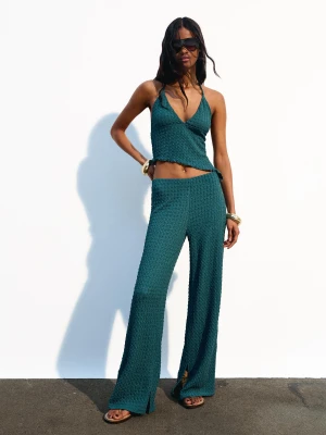 Bershka Asymetryczny Top Na Ramiączkach W Rustykalnym Stylu Kobieta Zielony