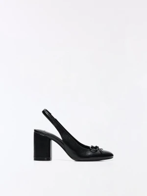 Bershka Balerinki Na Obcasie Z Odkrytą Piętą Kobieta Czarny