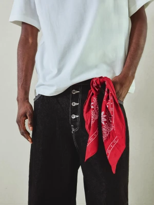 Bershka Bandana Z Nadrukiem Mężczyzna Czerwony