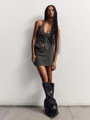 Bershka Bengalinowy Top Halter Kobieta Szary