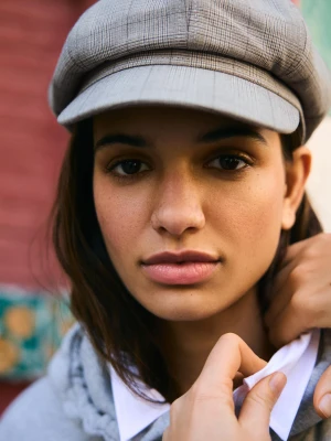 Zdjęcie produktu Bershka Beret W Kratę Kobieta Mieszanka Szarości