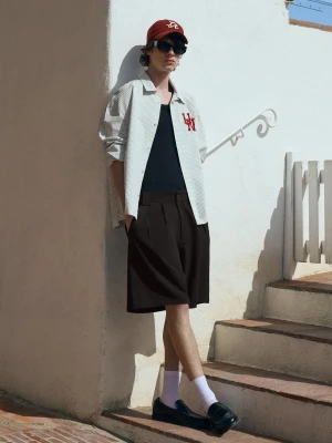 Zdjęcie produktu Bershka Bermudy Boxy Tailoring Mężczyzna Czarny