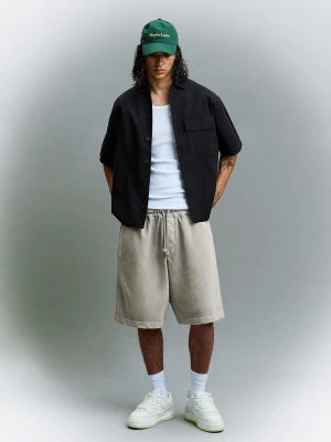 Bershka Bermudy Boxy Z Nadrukiem Mężczyzna Szary
