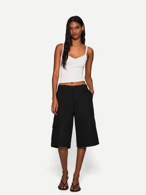 Bershka Bermudy Cargo Kobieta Czarny