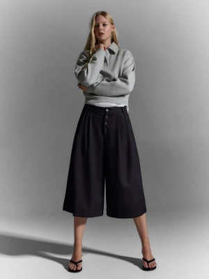 Bershka Bermudy Culotte W Paski Kobieta Czarny