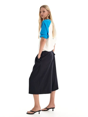 Bershka Bermudy Culotte W Paski Kobieta Granatowy