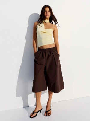 Bershka Bermudy Culotte Z Elastycznym Pasem Kobieta Brązowy