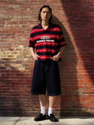 Zdjęcie produktu Bershka Bermudy Denim Skater Z Kontrastem Mężczyzna Granatowy