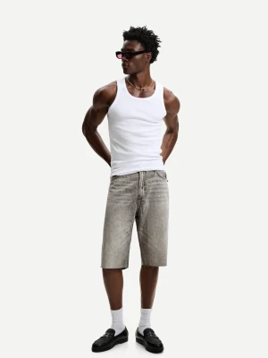 Bershka Bermudy Denimowe O Kroju Baggy Mężczyzna Szary