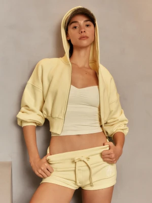 Bershka Bermudy Dresowe Z Podwinięciem W Pasie Kobieta Banan