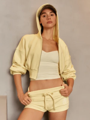 Bershka Bermudy Dresowe Z Podwinięciem W Pasie Kobieta Banan