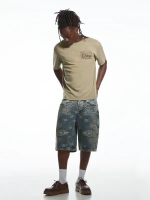 Bershka Bermudy Jeansowe Aries X Bershka Mężczyzna Wyblakły Niebieski