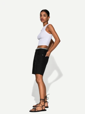 Bershka Bermudy Jeansowe Kobieta Czarny