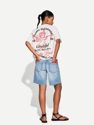 Bershka Bermudy Jeansowe Kobieta Wyblakły Niebieski