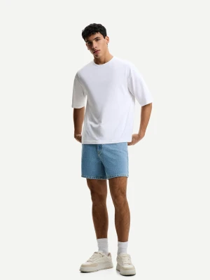 Bershka Bermudy Jeansowe Mężczyzna Wyblakły Niebieski