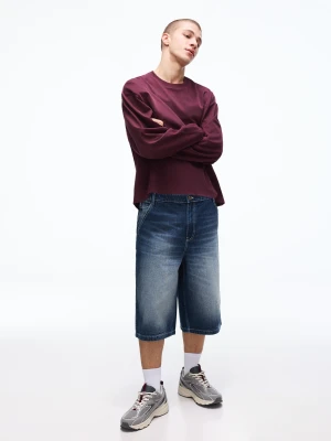 Bershka Bermudy Jeansowe Skater Mężczyzna Niebieski