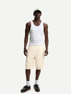 Bershka Bermudy Jogger Skater W Stylu Rustykalnym Mężczyzna Beżowy