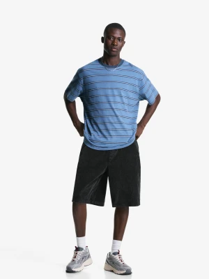 Bershka Bermudy Jogger Sztruksowe Mężczyzna Czarny