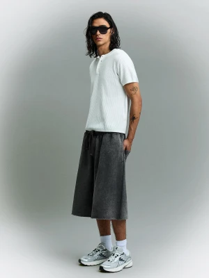 Bershka Bermudy Jogger Z Dzianiny Dresowej Mężczyzna Szary