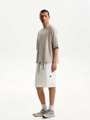 Bershka Bermudy - Joggersy W Stylu Cargo Mężczyzna Biały