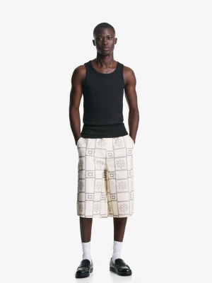 Bershka Bermudy O Kroju Baggy Mężczyzna Kremowy