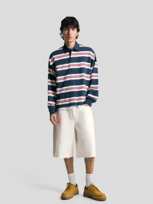 Bershka Bermudy O Kroju Baggy Mężczyzna Kremowy