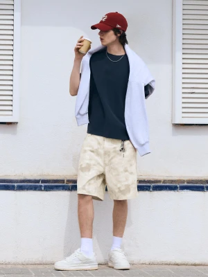 Zdjęcie produktu Bershka Bermudy O Kroju Baggy Z Nadrukiem Mężczyzna Szary