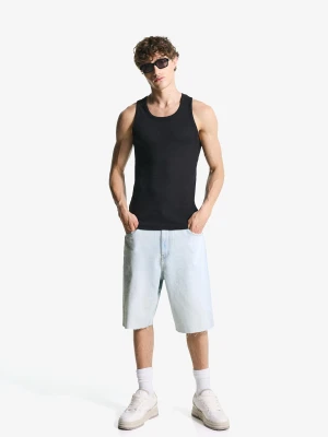 Bershka Bermudy O Kroju Super Baggy Mężczyzna Jasnoniebieski