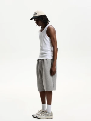 Bershka Bermudy Oversize Z Efektem Neoprenu Mężczyzna Szary