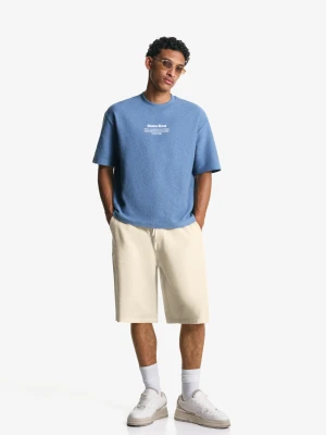 Bershka Bermudy Skater Jogger W Stylu Rustykalnym Mężczyzna Biały Złamany