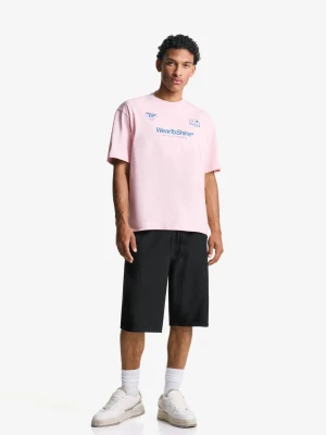 Bershka Bermudy Skater Jogger W Stylu Rustykalnym Mężczyzna Czarny