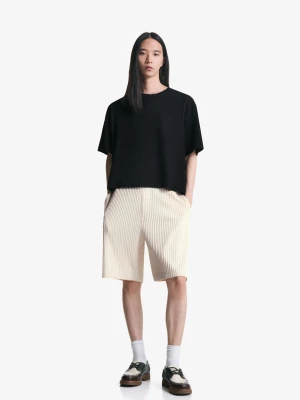 Bershka Bermudy Skater Plisowane Mężczyzna Biały Złamany